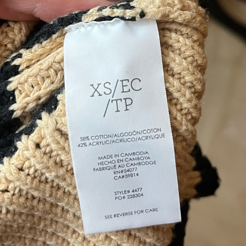 Cabi "Polo Turtleneck" (Item 4477) Women's Striped Sweater - Black and Tan - Picture 6 of 9